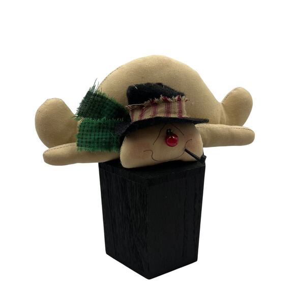 Patties Ratties Signed FINISHED Doll Snowman W Pipe Primitive Winter Christmas - Picture 1 of 7